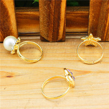 Wholesale Lot 30pcs Antique Gold Plated Assorted Cute Flower Animal Girl s Party Adjustable Crystal Ring