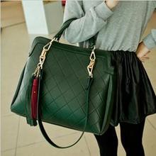2015 Fashion high quality women handbag European vintage Casual women messenger bags Tassel plaid Pu women