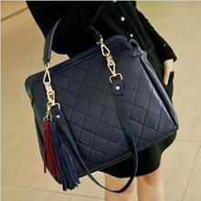 2015 Fashion high quality women handbag European vintage Casual women messenger bags Tassel plaid Pu women