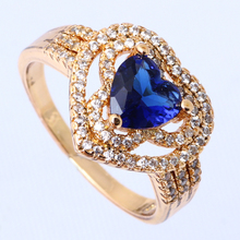 Best Gift Blue Topaz 18K Gold Plated Fashion Jewelry Nickel Lead Free K Plating Crystal Rings
