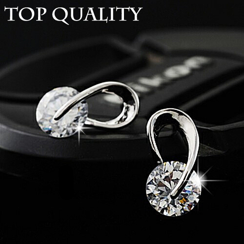 Austria CZ Diamond Elegant wedding Classic Brand Plated silver Fashion zircon crystal stud earrings jewelry for