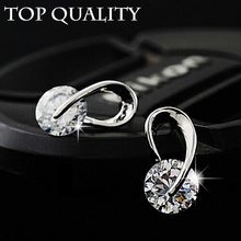 2014 New Fashion Design  Plated Real silver Drop Crystal earrings jewelry!Hot women Accessories cRYSTAL sHOP