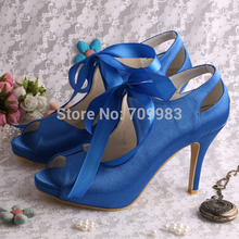  12 Colors Top Quality Grey Satin Upper High Heel Open toes With Ribbon Tie Wedding