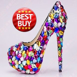 Free shipping Top quality wedding shoes crystal shoes women high heels Candy colors rhinestone high heel
