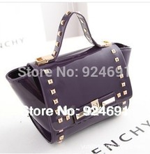 2014 Women s bag New Fashion Patent Leather Handbags Rivets Famous Brand Shoulder Bags Women Messenger