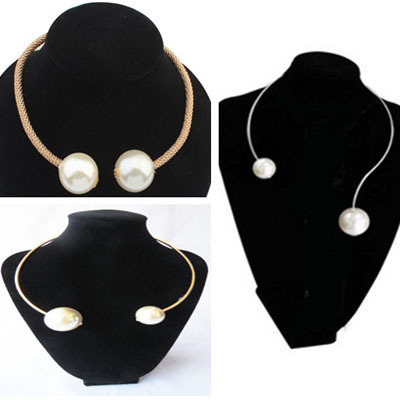 2014 Hot New Fashion Jewelry Punk Chokers Double Pearl 18k Gold Silver Plated Chains Crystal Statement