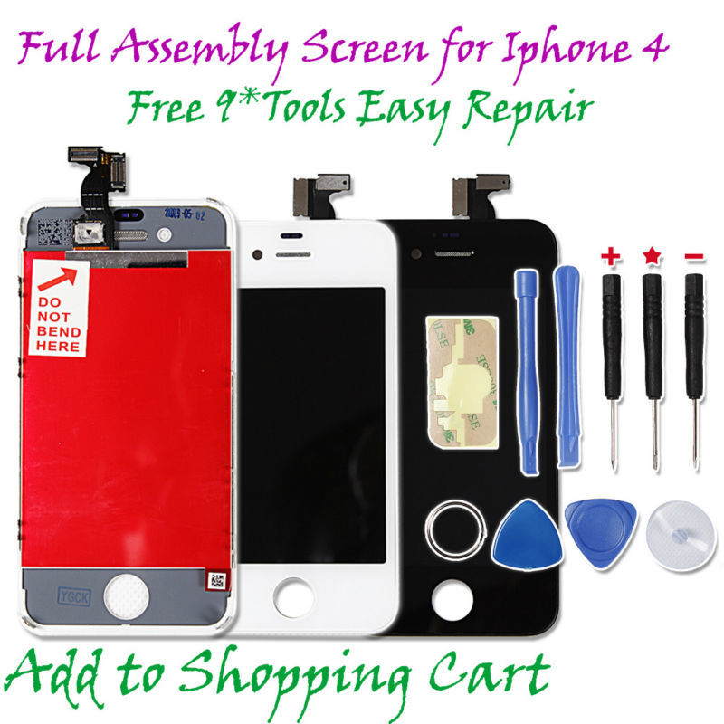 Fastest Shipping White Black Replacement for Iphone 4 LCD Screen LCD digitizer touch screen display With