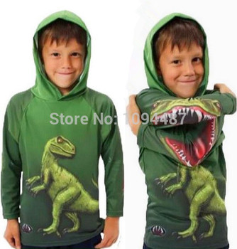3D футболки для детей хлопка с длинным рукавом с капюшоном мальчики и девочки очень крутой динозавров и боа дети футболки 3D для возраста 3-11 лет