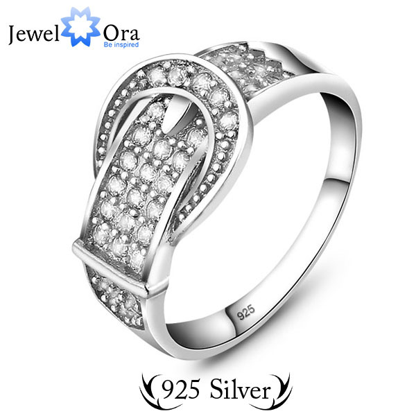 Genuine 925 Fine Jewelry Rings Unisex Charm Engagement Solid Sterling Silver Brand Swa Belt Ring JewelOra