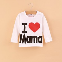 Free Shipping 100 cotton baby Short sleeved T shirt I love my father mother papa mama