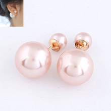 2014 New Brand Designer Jewelry Colorful Simulated Pearl Statement Stud Earrings Gold Plated Earrings For Women