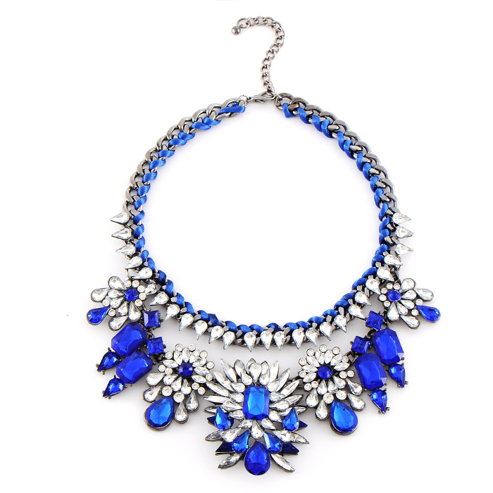 ... Necklace-Pendant-Wholesale-Jewelry-Blue-Crystal-Choker-Necklace-Women