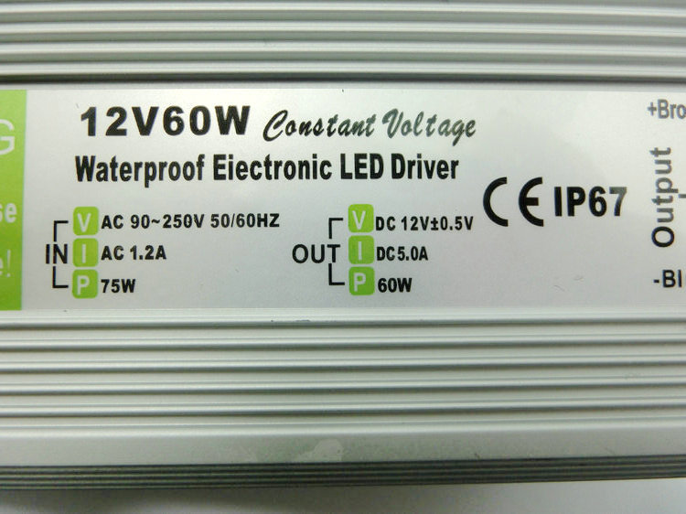 Купить DC 12v 60w ip67 водонепроницаемый электронный led драйвер ...
