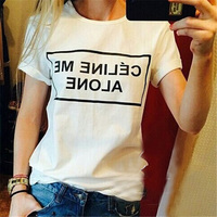 Elina\'s shop women new fashion 2014 Msgm letter print Female short T-shirt harajuku top cotton black/white s m