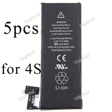 5pcs 1430mAh Replacement Backup Battery Pack Genuine Li-ion Mobile Phone Accessory for iPhone 4S Free Shipping