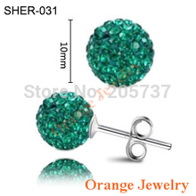 Mix Color Crystal Earrings 925 Silver Plated 10MM Crystal Disco Ball Stud Earrings For Women 2Pcs