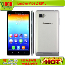 Lenovo Vibe Z K910 smart phone Snapdragon 800 Quad Core 2.2GHz 5.5 Inch FHD Dual SIM GPS WCDMA 13.0MP Camera