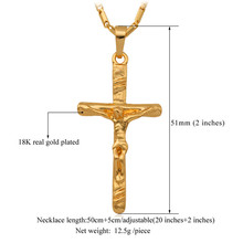 Cross Pendant New Fashion Jewelry Gift Wholesale Trendy 18K Real Gold Plated Jesus Pendant Necklace Women
