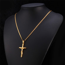 Cross Pendant New Fashion Jewelry Gift Wholesale Trendy 18K Real Gold Plated Jesus Pendant Necklace Women