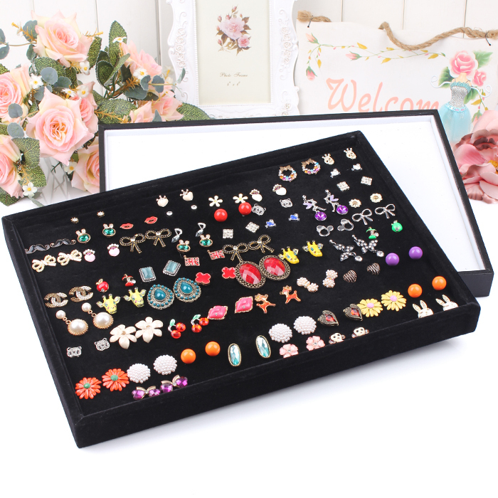 Free shipping Wheel stud earring pin earrings display box jewelry holder accessories plaid pavans storage box