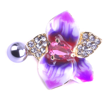 Enamel Esmalte Violetta Zircon Flowers Navel Piercing Gold Belly Button Rings Sex Body Jewelry Percing Pircing