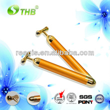 Free Shipping 24K T shape Golden Electric Energy Magnet Vibration Facial Massage Roller Beauty Bar Magnet