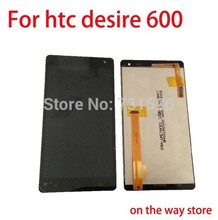 5pcs/lot mobile original phone replacement parts for htc desire 600 lcd display+touch screen digitizer glass free shipping