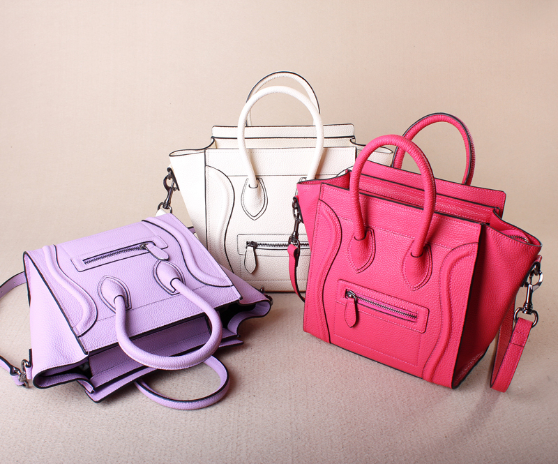 Luxury Brand Classic Nano Solid Color Smiley Cross Body Tote Womencandy colored Bag 2015 Smile Face