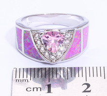 Beautiful Wholesale Jewelry Pink Fire Opal Pink Topaz Cubic Zirconia Silver Ring Size 5 6 7