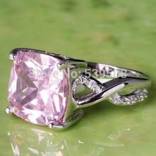Art Decco Women s Wholesale Princess Cut Pink White Sapphire 925 Silver Ring Jewelry Size 7