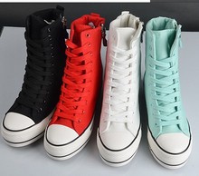 High Lace-Up Women’s Increased Canvas Shoes Women Boots Long Zipper Vintage Casual Sneakers Women’s Platform Shoes Size EU35-39