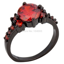 High Quality Red Sapphire Black Gold Filled Ring Lady’s 10KT Finger Rings For Women 2014 Fashion Jewelry Size 6/7/8/9/10
