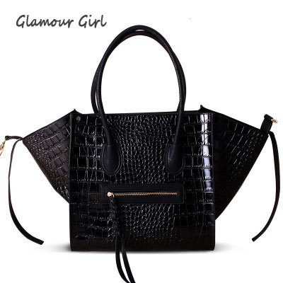 High grade phantom handbag smiley bag PU leather crocodile grain female bag GG048