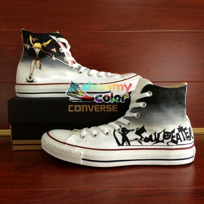 Anime Converse Shoes Soul Eater High Top Canvas Sneaker Custom Hand Painted Fashion Shoes for Men