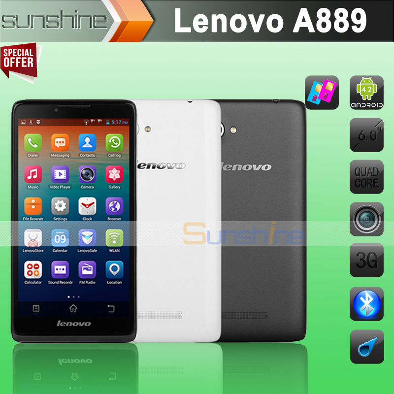 Original 6 Lenovo A889 Moblie phone MTK6582 Quad Core 1GB RAM 8GB ROM Android 4 2
