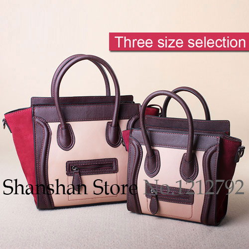 New Arrival Fashion Name Brand Designer Women s Smiley Face Vintage Handbag Nubuck Cowhide Ladies genuine