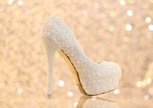 Free Shipping 2014 Newest Design Fast Shipping Pearls High Heel Women Pumps Bride Shoes For Wedding