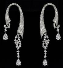 2014 Fashion Bohemia C Shape Earrings Women Water Drop Dangle Earring Luxury 288pcs White Cubic Zirconia