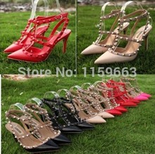 2014 new Valentin Warren  rivet shoes  genuine leather High-heeled shoes women’s shoes