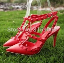 2015 new Valentin Warren rivet shoes genuine leather High heeled shoes women s shoes