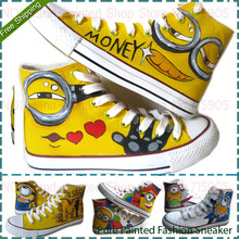 Despicable Me 2 One Eye Minion Style Adult Canvas Shoes for Men And Women Sneaker Hand