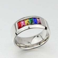 Fashion Multicolor Crystal Ring for women and men stainless steel jewerly promotion wholesale