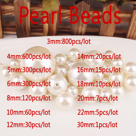 3mm 30mm all size Ivory Fashion Round Imitation pearl Beads Wholesale Loose Acrylic Bead for Jewelry