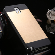 2015 Luxury With Logo Brush Metal Case for Samsung Note3 III N9000 Hard Back Cover Bags