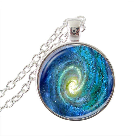 fashion jewelry Glass Art Space Galaxy Pendant Blue Galaxy Space Necklaces Pendants for women men Astronomy