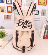 College students school bag female fashion preppy style double-shoulder solid color canvas outdoor travel backpack