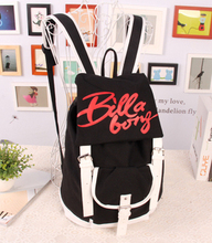 College students school bag female fashion preppy style double shoulder solid color canvas outdoor travel backpack