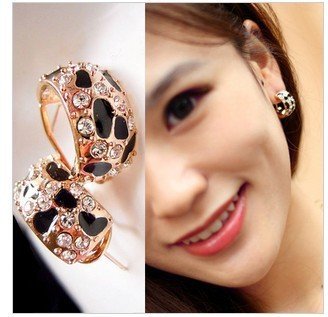 Exquisite Beautiful Shiny Rhinestone Crystal Leopard Stud Earrings for Women Jewelry