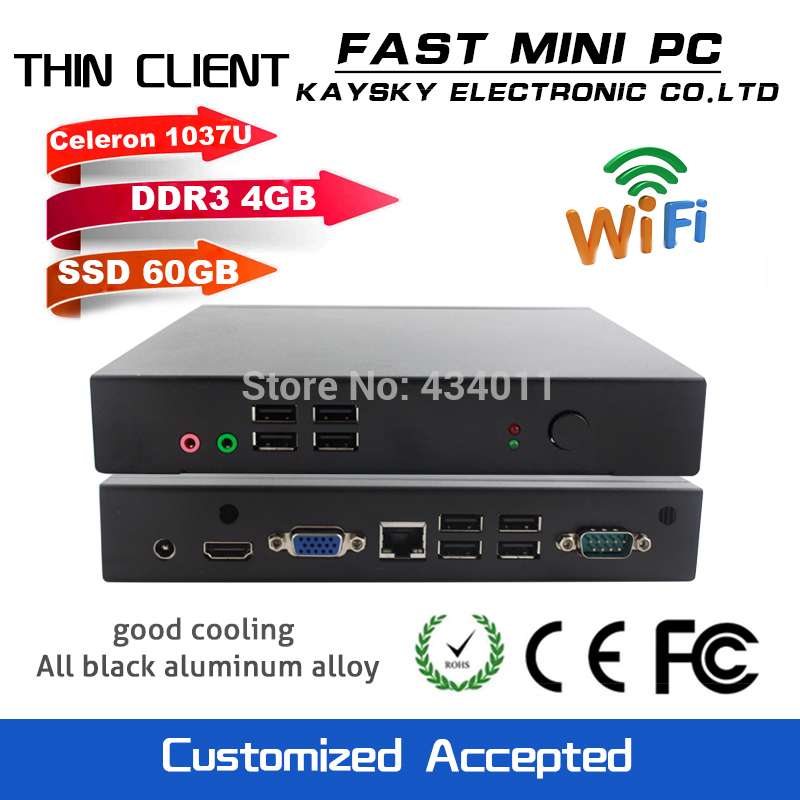 FAST MINI PC thin client mini pcs intel celeron 1037U DDR3 4G RAM HDMI VGA windows