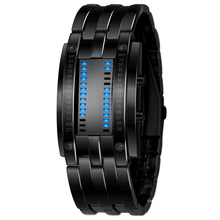 Luxury Lovers’ Wristwatch Waterproof Men Women Stainless Steel Blue Binary Luminous LED Electronic Display Sport Watches Fashion